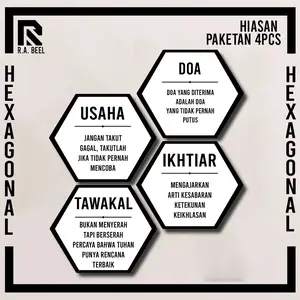 Hiasan Dinding Paketan Kata-Kata Bijak Estetik Hexagonal isi 4pcs Rekomendasi Buat Dekor Ruangan