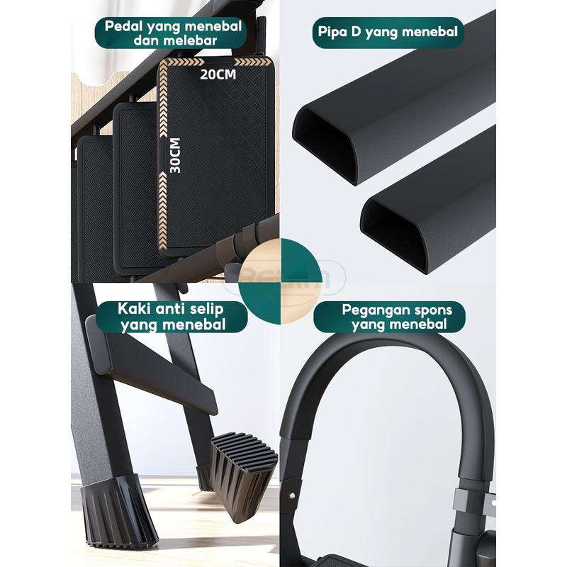 Product Introduction of Reaim 3-7 Step Tangga Lipat Multifungsi / Tangga Lipat Rumah 4 step dan 5 step / Baja Karbon Tebal Anti Licin Pegangan Tangan Tangga Bisa Dilepas / Household Ladder Tangga Rumah 3/4 Step 1,17M // 1,45M // 1.8M Hitam Merah Putih 15