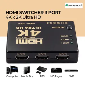 ROBOTSKY HDMI Switcher 3 Port 4K: Pengalih HDMI untuk Pengalaman Hiburan Rumah yang Sempurna