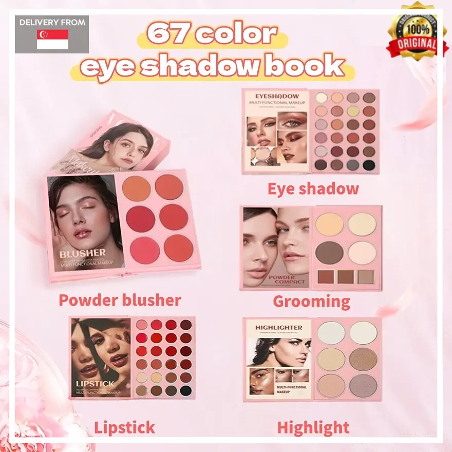 [READY STOCK]NEW 67 Colors Eye Shadow Plate Eye Shadow Book Book Multifunctional Matte Pearl Lipstick Powder Blusher Highlight Concealer matte  powder