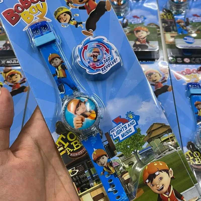 [  PROMO MURAH ] BoBoiBoy Cartoon Kids Digital Watch Spinner have Light & Music Game Toys with Packaging Kuromi Spider