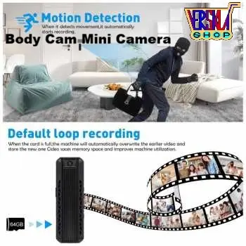Body Cam Mini Camera Full HD 1080P Rotating Lens 400mAh - K3