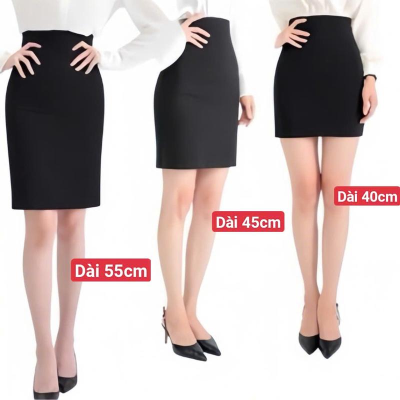 Chân váy bút chì cạp liền dáng ôm body dài 40-45-55cm