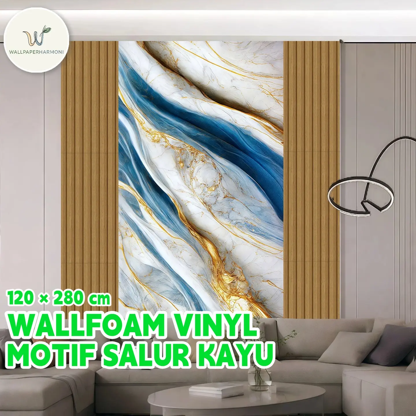 120 x 280 Wallpaper Foam Stiker Dinding Salur Kayu Pvc Sticker Dinding Motif Mermer Series DW