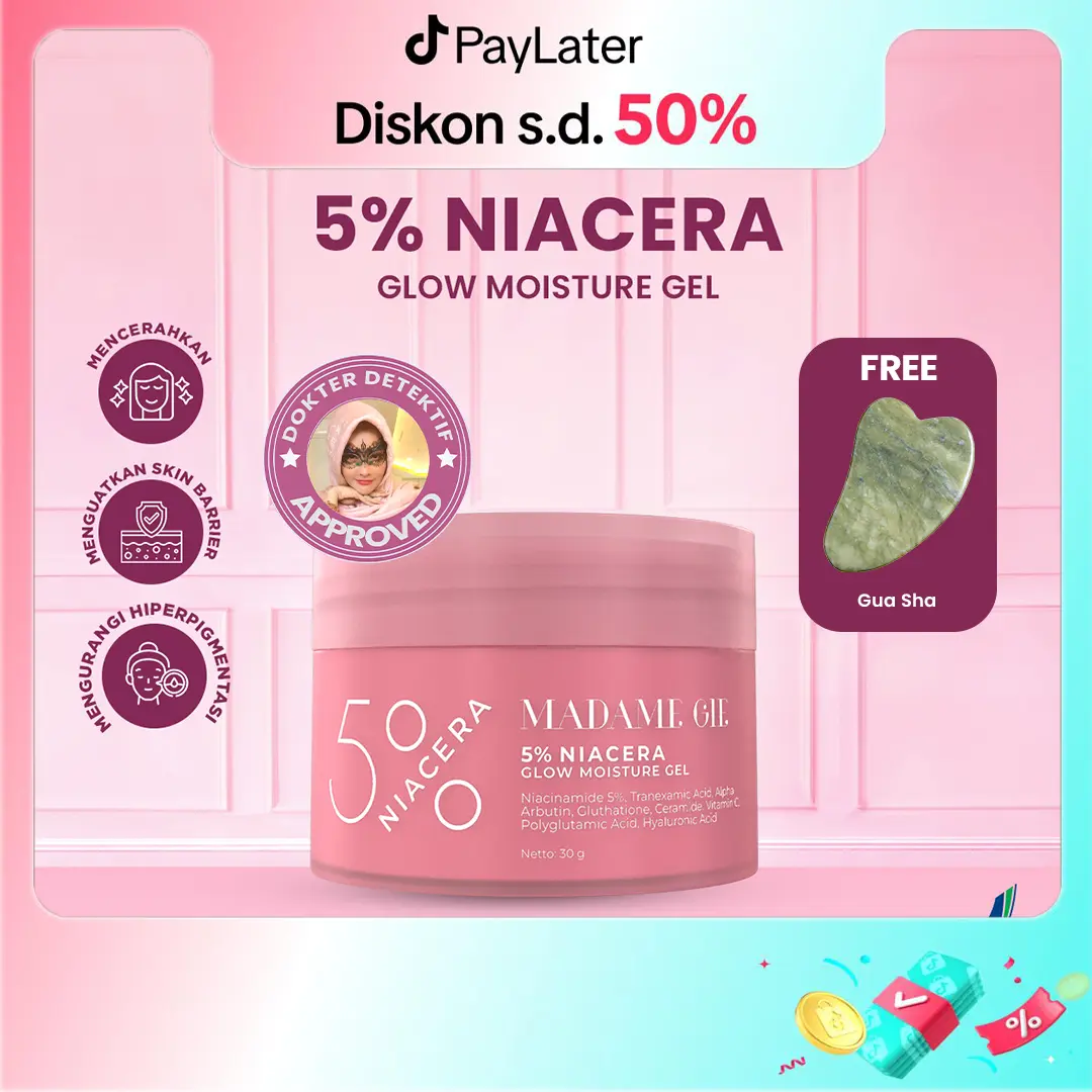 [DOKTIF APPROVED] [BUY 1 GET FREE GIFT] Madame Gie 5% Niacera Glow Moisture Gel - Skincare Moisturizer Pelembab dan Pencerah Wajah