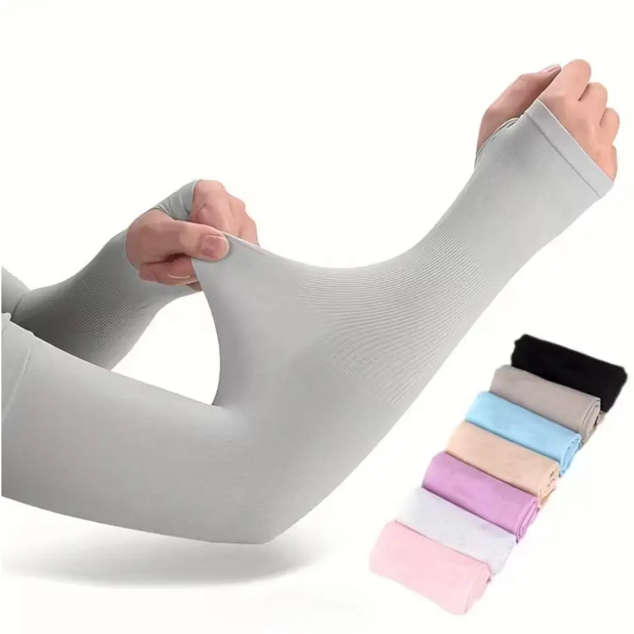 7 Pares Mangas de brazo resistentes y frescas, siete colores disponibles, tela helada transpirable, diseñadas para actividades de ciclismo, conducción y ocio al aire libre en verano