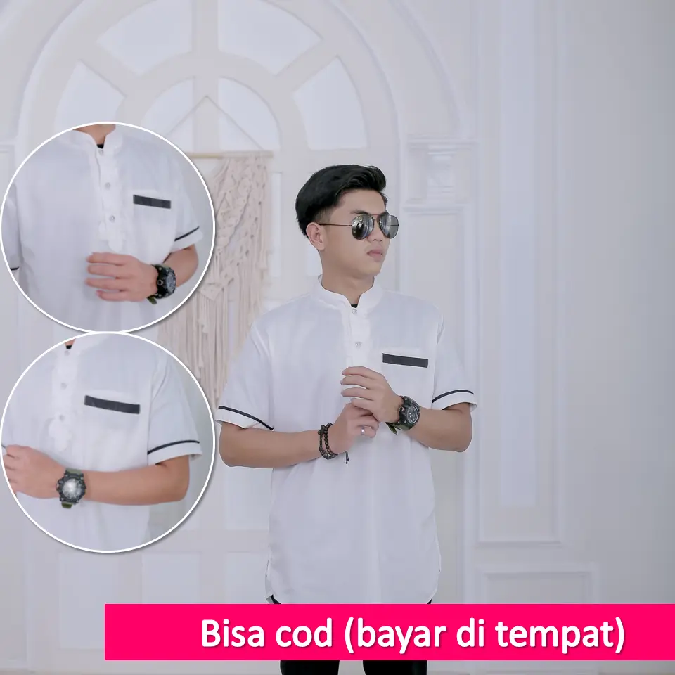 Koko pria lengan pendek baju kurta dewasa pakaian muslim pria fashion muslim dewasa