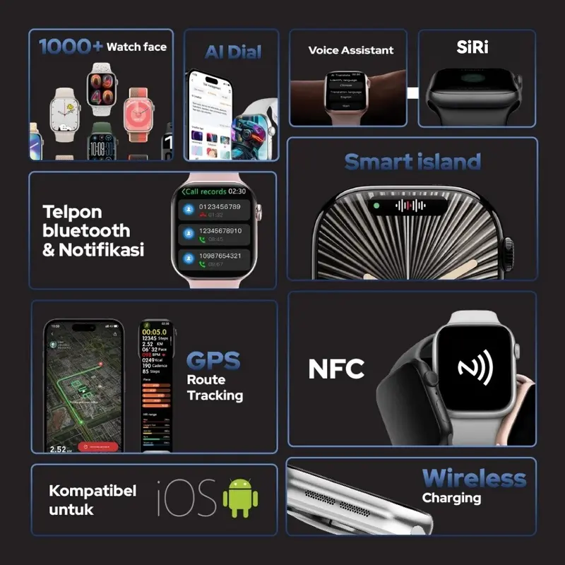 SmartWatch 10 Pro Mini 38mm Pria Wanita Jam AMOLED Pemantauan Detak Jantung Oksigen Darah Pelacak Kebugaran Panggilan Bluetooth Wallpaper Kustom Jam Tangan Pintar Anti Air untuk Pria Olahraga Kompatibel dengan Android & iOS 4