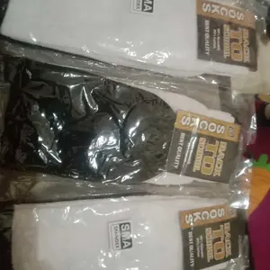 Paket [3 Pasang] Kaos Kaki Anak Sekolah Hitam Putih Sd, Smp, dan Sma Tanpa Tumit Lusinan Harga Grosir Spandex Poliester Fashion