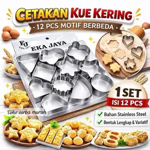 Cetakan Kue Kering Set Isi 12 Pcs Cetakan Kue Kacang Nastar Stainless Steel Kitchenware