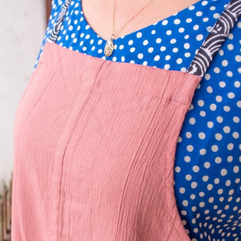 Linen apron masak (Coral Pink) 3