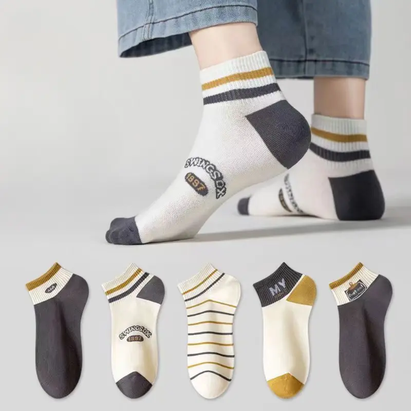 ELBER KS146 Kaos Kaki Cowok Pendek Unisex Motif Garis Polos Semata Kaus Kaki Socks Korean Fashion Y1804 0