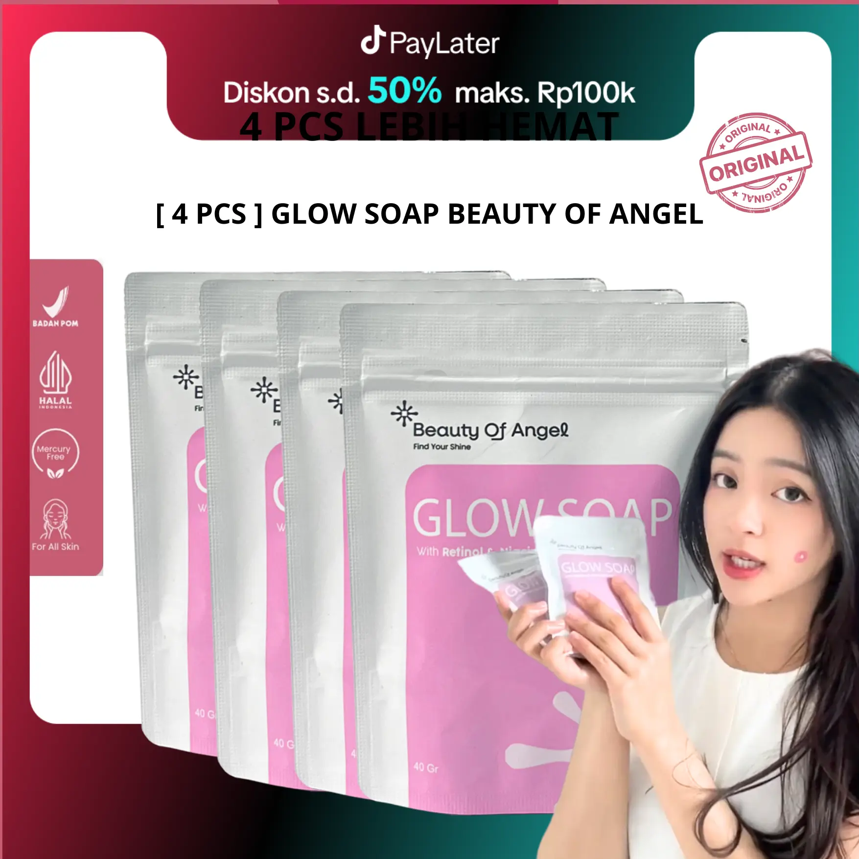 Sabun Glow Soap Beauty of Angel 40g With Retinol & Niacinamide Sabun  Mandi Pencerah Wajah dan badan mencerahkan melembabkan menutrisi kulit Perawatan Pemutihan Tubuh Bebas Silikon Organik BPOM Pria dan wanita Scrub Wangi Hitam sabun pemutih muka permanen