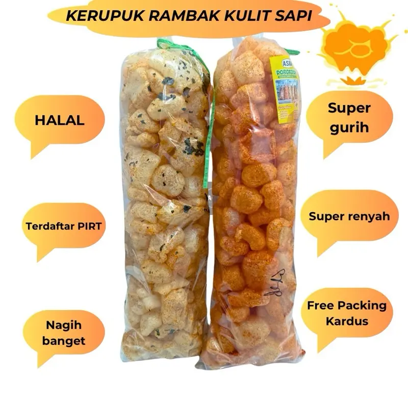 2BAL DOROKDOK KERUPUK KULIT SAPI VIRAL RAMBAK SAPI Krupuk Pedas
