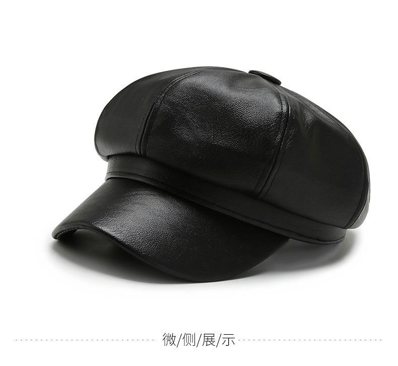 Product Introduction of Mũ Bát Giác, Da PU, Thiết Kế Đơn Giản, Phong Cách Trơn Thời Trang, Dành Cho Nam Và Nữ Da Đen, Phong Cách Hàn Quốc, Kiểu Mũ Vịt 3