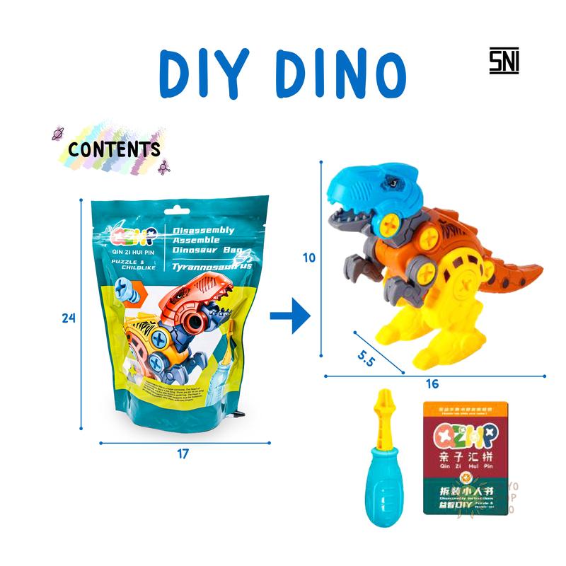 TAIYO Mainan Anak DIY Dino Dinosaurus Rakit Edukasi Obeng Puzzle Dinosaur 4