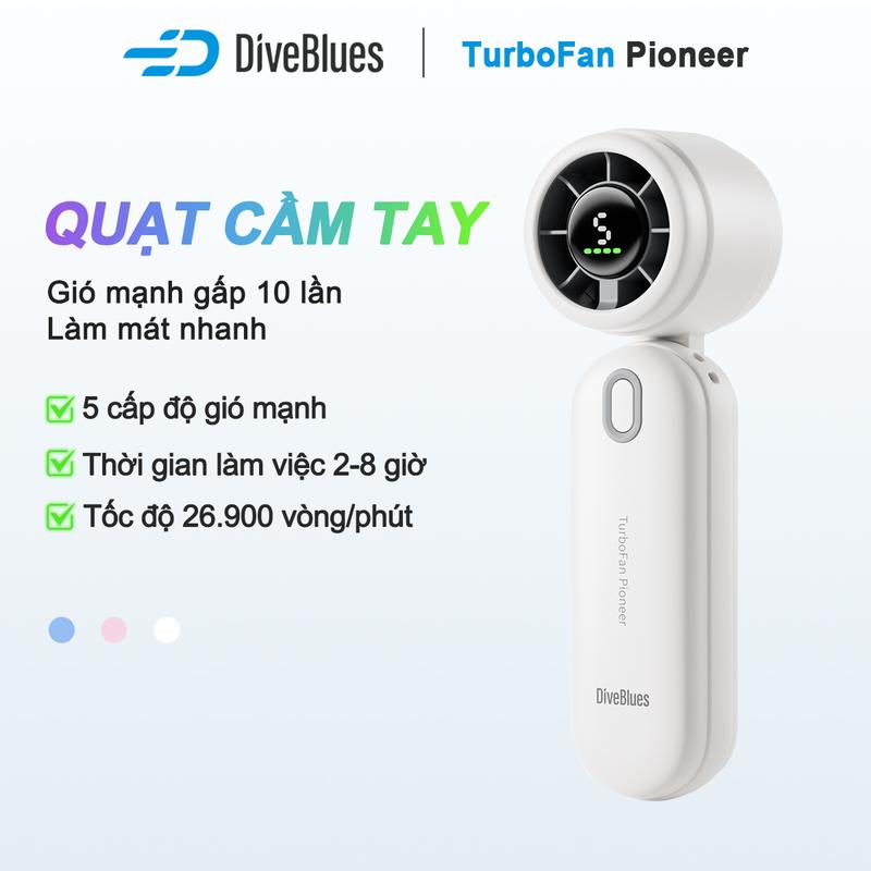 Diveblues quạt mini cầm tay nhỏ gọn dễ mang theo, quạt cầm tay mini sạc điện với 5 tốc độ gió linh hoạt, màn hình hiển thị hiện đại, quạt tích điện mini quạt điện cầm tay dùng tại nhà, văn phòng hay khi đi chơi