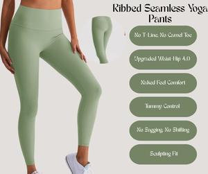 Ribbed Seamless Yoga Pants – High Waist, Butt-Lifting, Moisture-Wicking, Antibacterial Leggings [YA53]