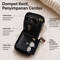 Gambar HOLO Dompet Cowok Premium Kulit PU Retro Dompet Pria Lipat Kartu Kecil Keren Portabel - abu-abu hitam dari HOLO ID Kab. Tangerang 3 Tokopedia