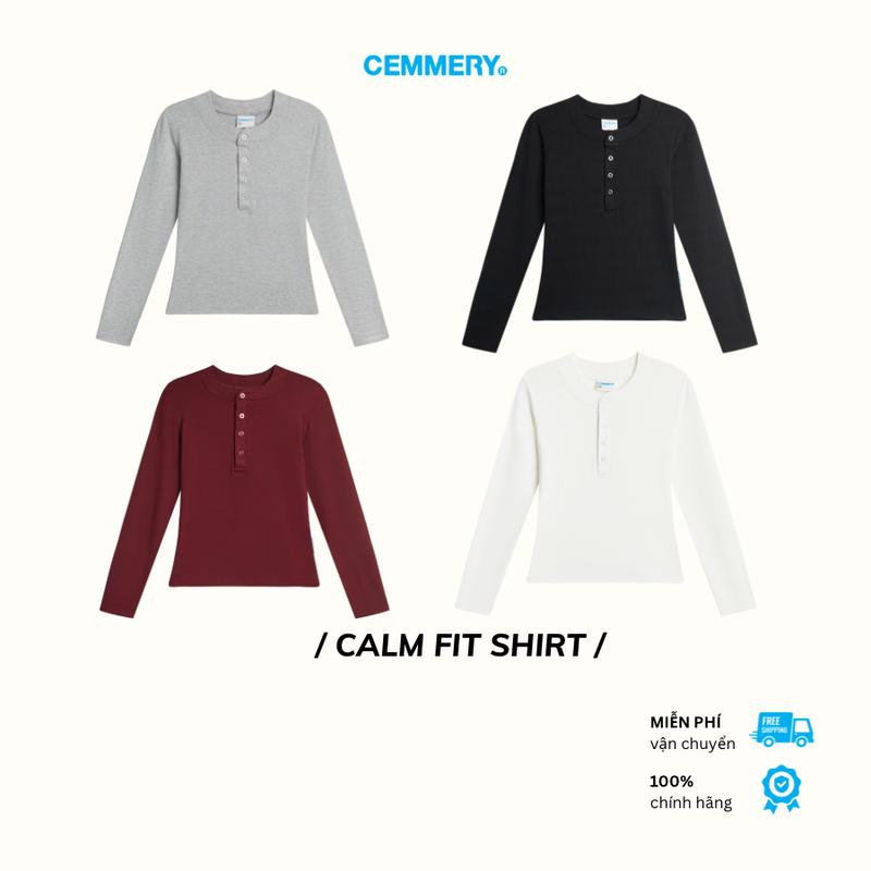  Áo Giữ Nhiệt CEMMERY Local Brand Chính Hãng Calm Fit Vải Thun Tăm Lạnh Cổ Tròn Cài Nút 4 Màu 