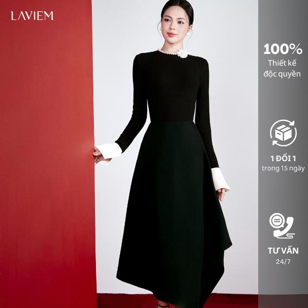 LAVIEM - Cleo Top & Cleo Skirt - Set áo đính ngọc trai và hoa kết hợp chân váy đen Set bán lẻ