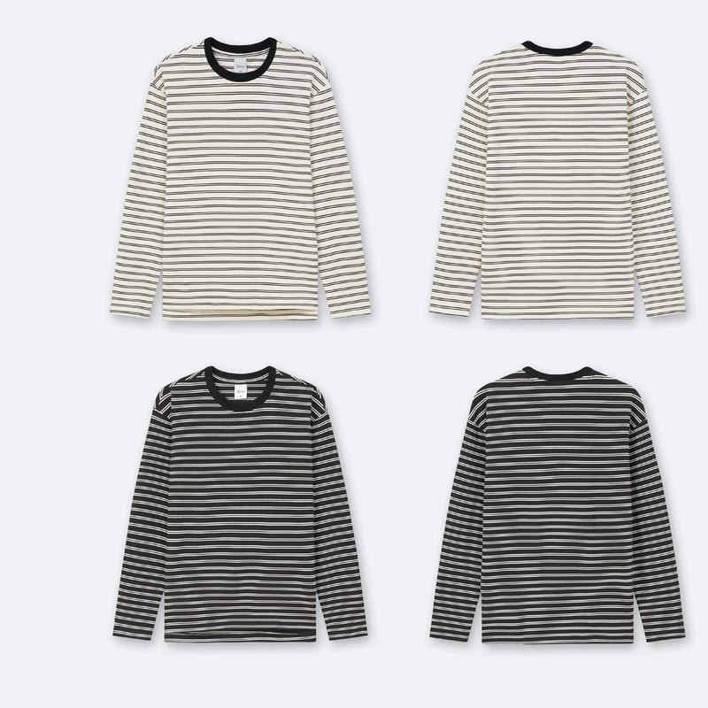 Combo 2 Áo Thun Nam Dài Tay Cổ Tròn Thiết Kế Sọc Ngang L.2.7849 Form Fitted