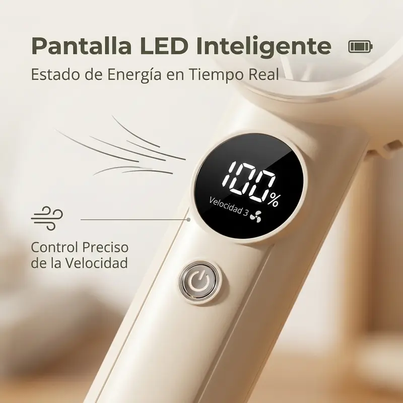 ECAM Ventilador Portátil Mini 2025, 100 Unidades, Silencioso con Carga USB, Potente para Oficinas y Dormitorios, Modelo Nuevo con Pantalla Digital y Batería Larga - Foto 5