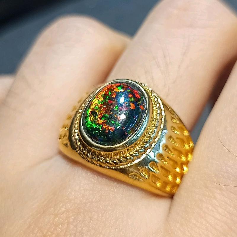 Cincin Batu Kalimaya Black Oval Australia Kembang Jarong Size Kantoran - Model Rings Titanium 2