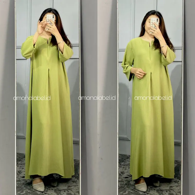 Daster Busui Friendly Crinkle Airflow Dress Wanita Tangan 3/4 Cantik Nyaman Panjang 1
