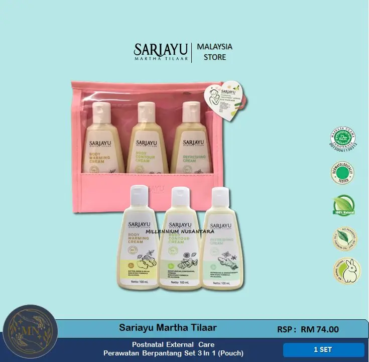 Sariayu Martha Tilaar Maternity Set Bersalin / Set Berpantang 3IN1 (Param/Tapel/Pilis) + Pouch