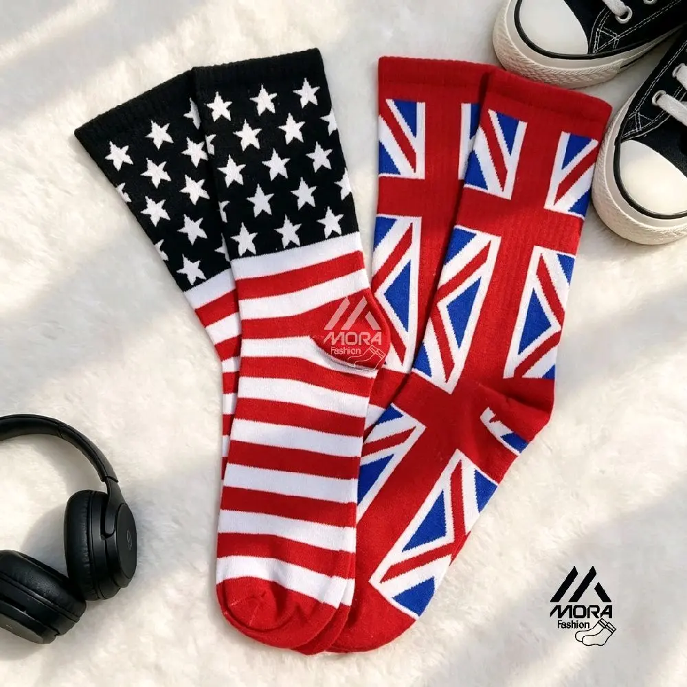 Kaos Kaki Oldschool Panjang Motif Pilihan Bahan Tebal Lembut Elastis untuk Gaya Anda Unisex Cocok untuk Fashion dan Olahraga