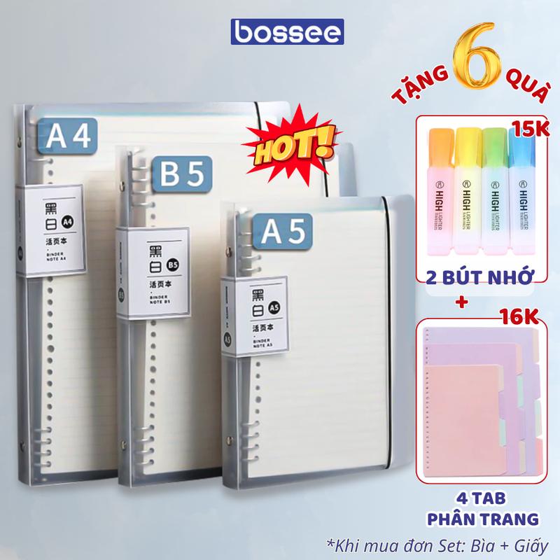 Sổ còng bìa cứng kèm tab phân trang, sổ còng A4/B5/B4 30 26 20 còng True Color kèm ruột giấy refill làm sổ tay, nhật ký, vở học sinh sổ lò giáo án a4
