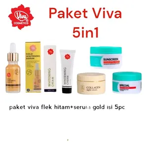 VIVA PAKET HEMAT GOLD/FLEK HITAM ISI 5PCS Mencerahkan Wajah Kerutan
