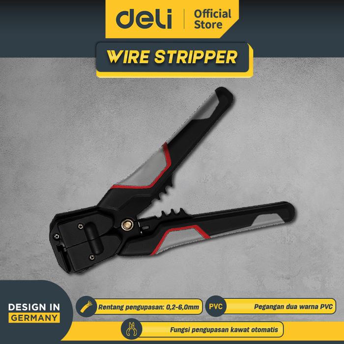 Gambar Deli Wire Stripper / Tang Potong Kupas Kabel 8" 0.2-6.0mm Metal DL2018/ dari Deli Tools Official Kab. Tangerang Tokopedia