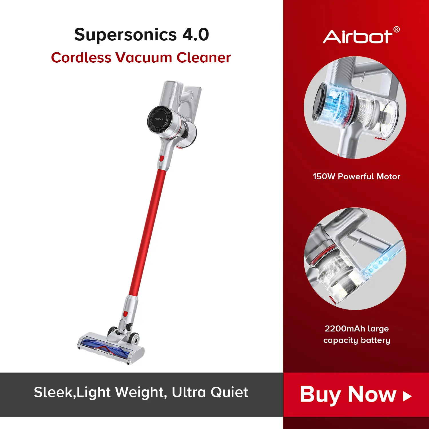 [ New Launch ] Airbot Supersonics 4.0 | 20,000Pa Suction Cordless Vacuum Cleaner Handheld Stick Wireless Car HEPA
