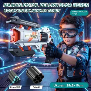 Mainan Pelatihan Mekanik Anak  Sistem Rotasi 6 Slot & Peluru Busa EVA  Simulasi Pengisian Manual (Bahan ABS SNI Cocok Usia 8+)