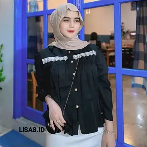 Malika Blouse Casual Katun Renda Premium halus Atasan wanita Korean Style Kekinian