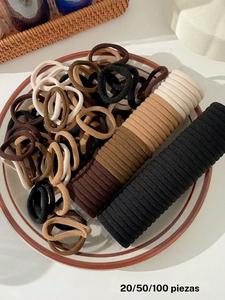 100pcs-Mujeres-Negro-Blanco-Caqui-Marrón-Random-Mixto-Alta-Elasticidad-Suave-Ligas-Para-El-Cabello-Porta-Cola-de-Caballo-Moda-Versátil-Elegante-Minimalista-Accesorios-Adecuados-Para-Diario-Fiesta-Viaje.