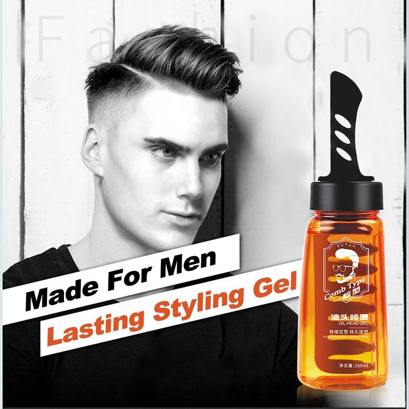 Product Introduction of Men Hair Styling Gel One Comb Type Cool Men's Hair Gel Back Head Artifact Powerful Oil Head Gel Water Haircare Clear Lightweight 7