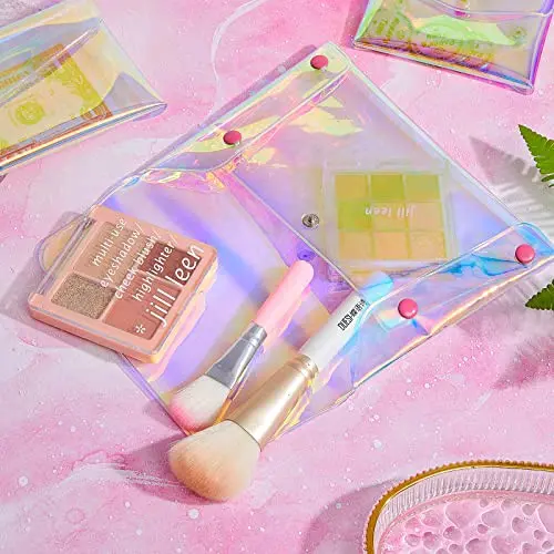 2 pcs pouch estetik tas wanita lucu transparan dompet hologram aesthetic dompet koin lucu bahan pvc 1
