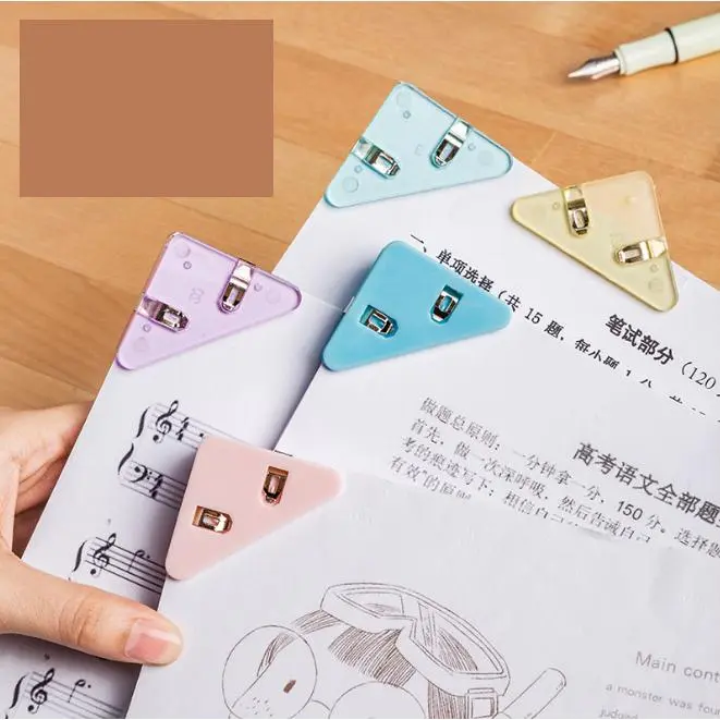 Multifunctional transparent corner clips, triangular file folders for test papers and books, stationery, A4 paper, ticket storage and organization clips 6