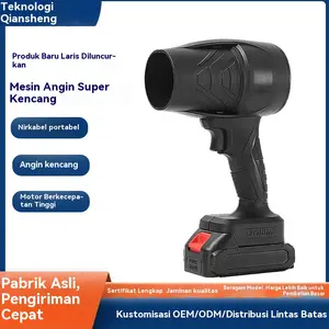 Baterai Lithium Pengering Rambut Turbo Kekerasan Daya Tinggi Blower Kelas Industri Nirkabel Blower Debu Genggam [Toolbox] Hitam, Satu Listrik Satu Pengisian Daya