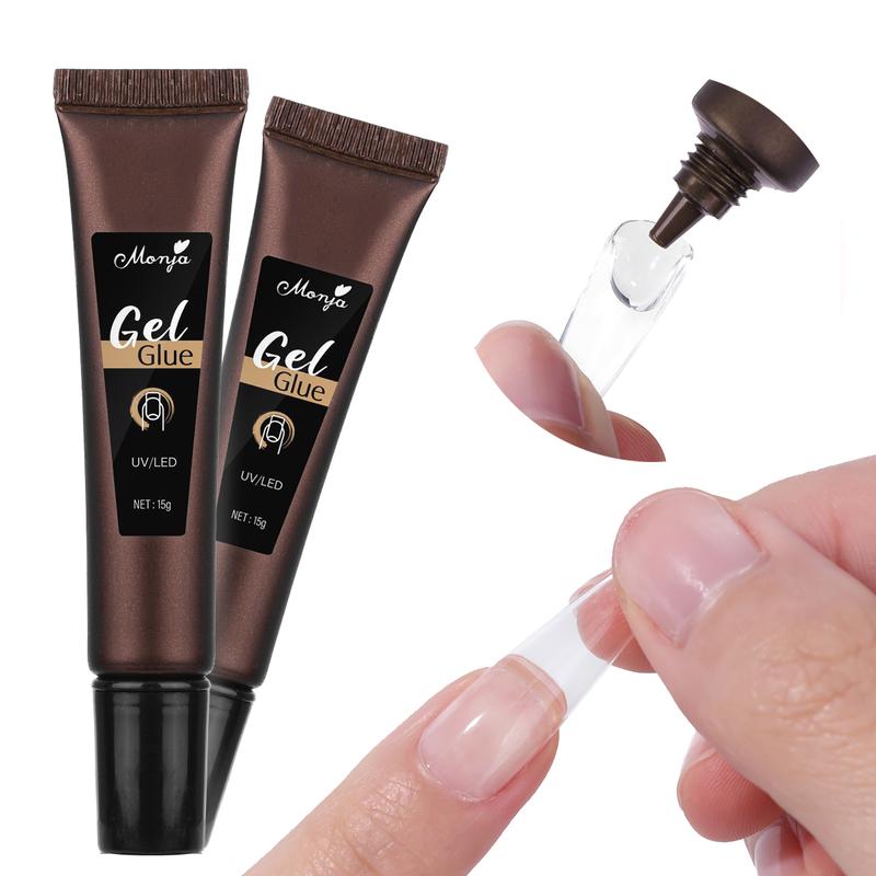 Keo dán Gel UV làm móng nghệ thuật, Monja, 15g, cho móng tay giả ép trên móng giả, Nối dài, Acrylic, Khô nhanh, Ngâm, Salon, Sử dụng tại nhà, Thiết Bị cung cấp thiết kế làm móng, Trong suốt
