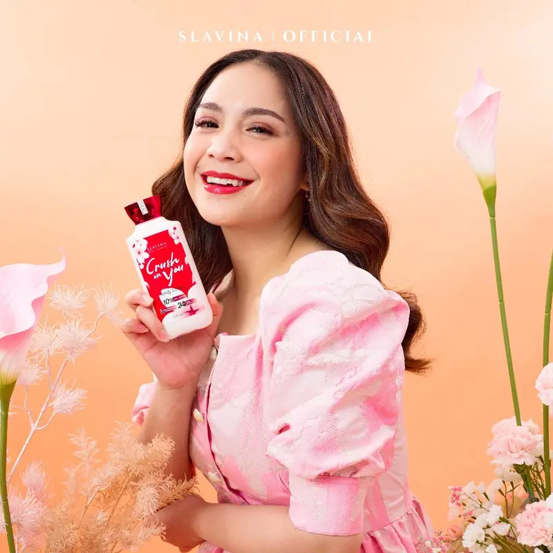 SLAVINA Body Lotion Crush On You by Nagita Slavina Mosturizer Hand Body Lotion Dengan Niacinamide Dan Parfum 350ml 4