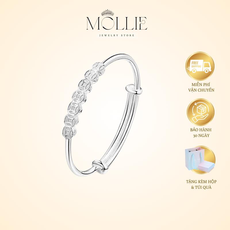  Kiềng tay thiết kế 7 đồng tiền sang trọng có thể điều chỉnh size tay vòng tay nữ 