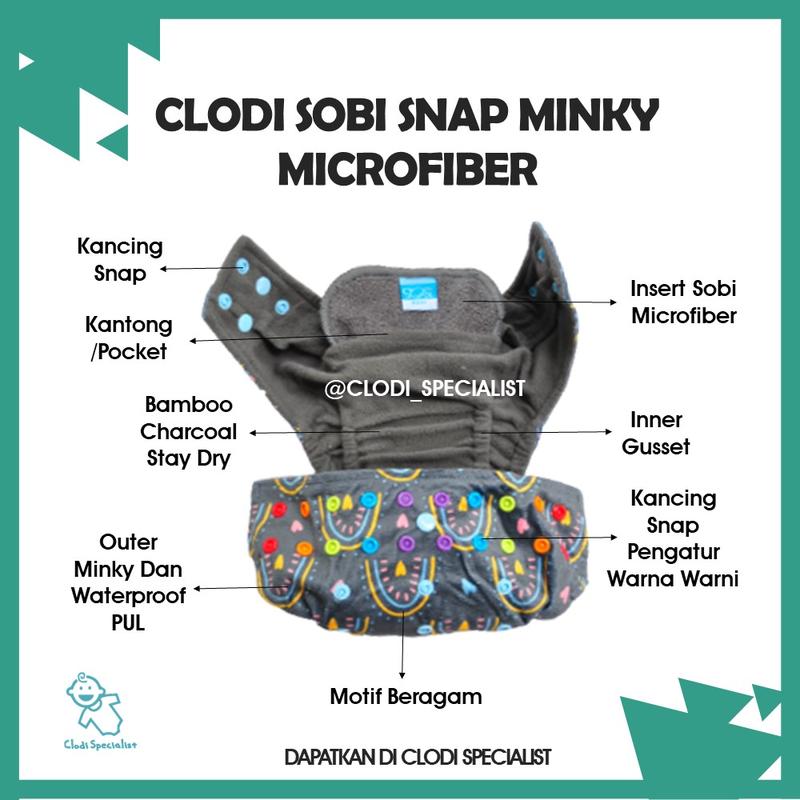 ORIGINAL Sobi Microfiber Insert Clodi/ Insert Clody Popok Kain Cuci Ulang 3