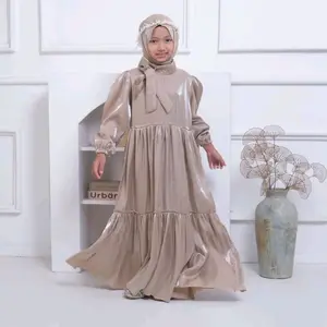 Set Gamis Shimer Anak Usia 5-15 Tahun - Model Shanghai Modern dengan Kerah Variasi Pita Tangan -  Lembut