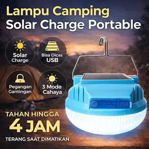 Lampu LED Emergency UFO 400W Solar Panel LED Lampu Gantung Taman Outdoor Tenaga Surya Khusus Mati Listrik Terang Banget Besi Camping Lamp Pengisian Listrik Surya Portabel