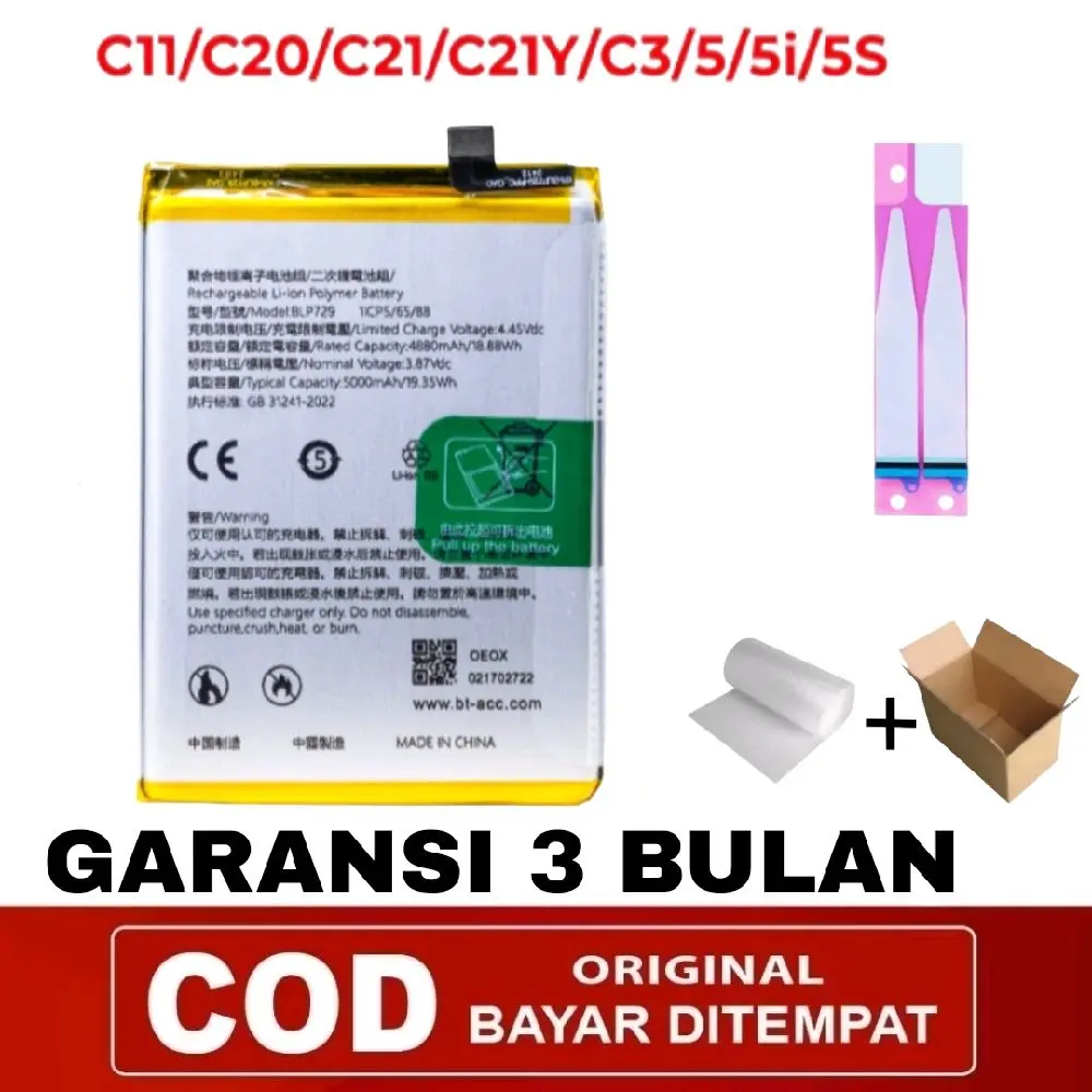 ( COD ) Batre Battray BLP729 Untuk Realme C3 / C11 2020 / 5 / 5s / 5i / C20 / C21 / C21Y /  Narzo 10A Battray