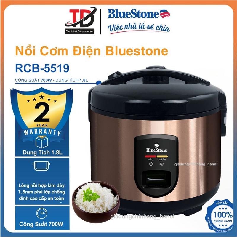 Nồi Cơm Điện Bluestone RCB-5519, 1.8Lit - 700W,Bảo Hành chính hãnġ 2 Năm
